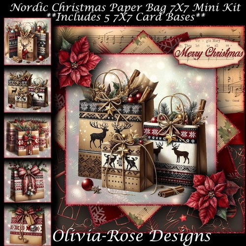 Nordic Christmas Paper Bag Mini Kit 7X7