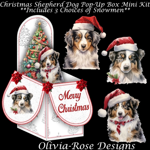 Christmas Shepherd Dog Pop-Up Box Mini Kit 