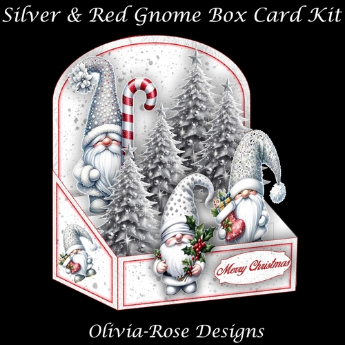 Silver & Red Gnome Box Card Mini Kit 