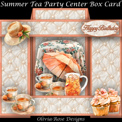 Summer Tea Party Center Box Card Mini Kit 