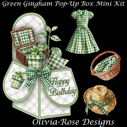 Green Gingham Pop-Up Box Mini Kit 