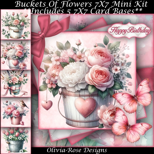 Buckets Of Flowers Mini Kit 7x7