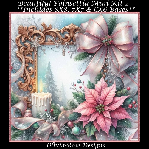 Beautiful Poinsettia Mini Kit 2 **Includes 8X8, 7X7 & 6X6 card bases**  