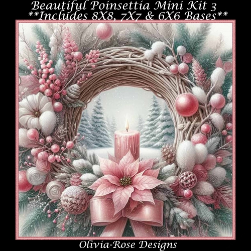 Beautiful Poinsettia Mini Kit 3 **Includes 8X8, 7X7 & 6X6 card bases**  