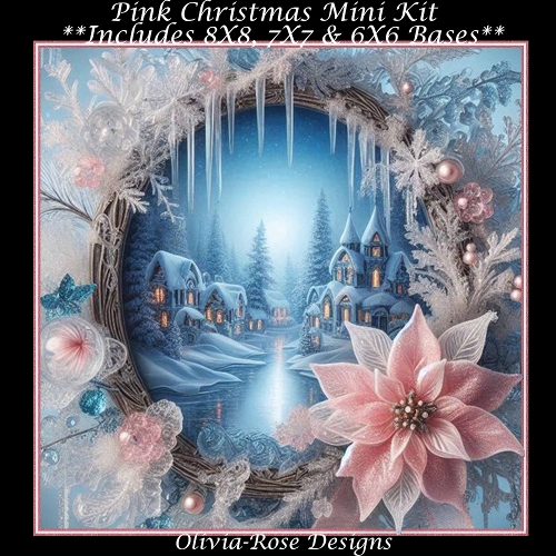 cup1378890_104105 - Pink Christmas Mini Kit  **Includes 8X8, 7X7 & 6X6 card bases**  