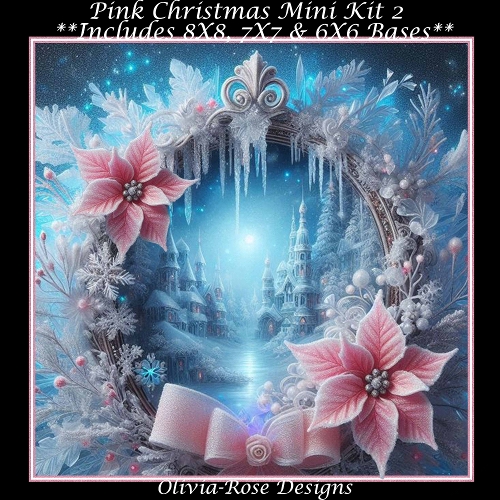 Pink Christmas Mini Kit 2  **Includes 8X8, 7X7 & 6X6 card bases**  