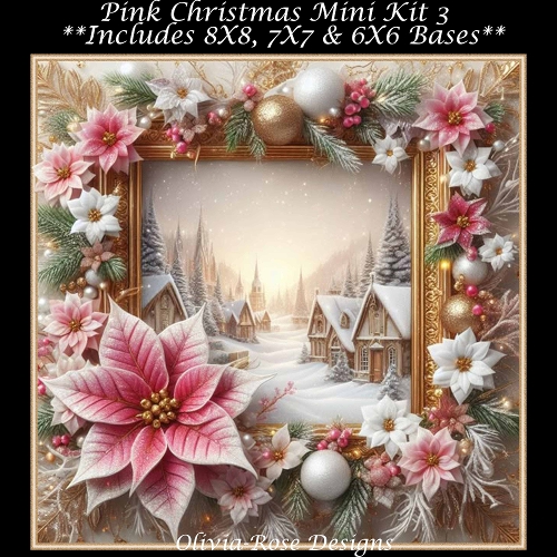 Pink Christmas Mini Kit 3  **Includes 8X8, 7X7 & 6X6 card bases**  