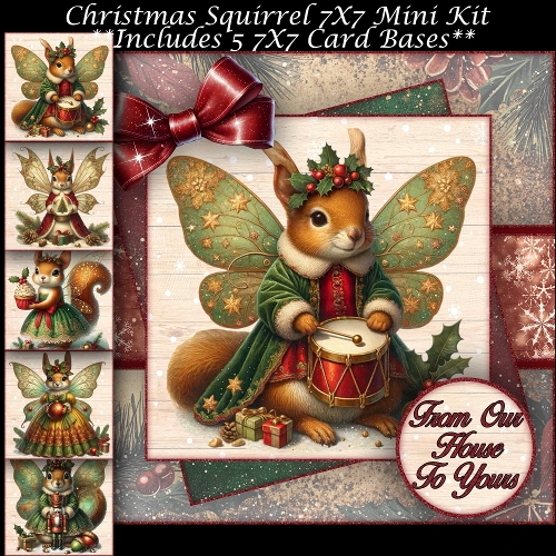 Christmas Squirrel Mini Kit 7X7