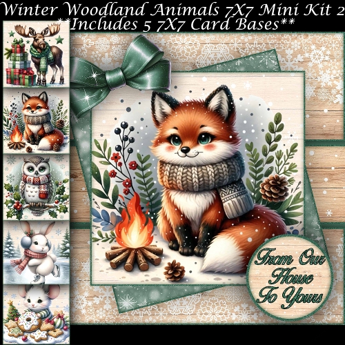 Winter Woodland Animals Mini Kit 2 7X7