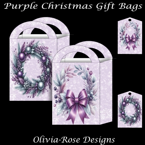 Purple Christmas Gift Bags