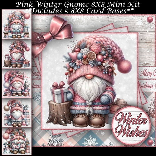 Pink Winter Gnome Mini Kit 8X8