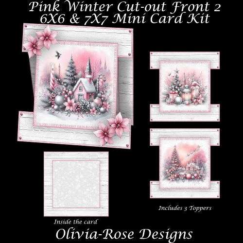 Pink Winter Cut-out Front Card Mini Kit 2