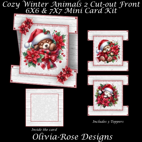 Cozy Winter Animals Cut-out Front Card Mini Kit 2