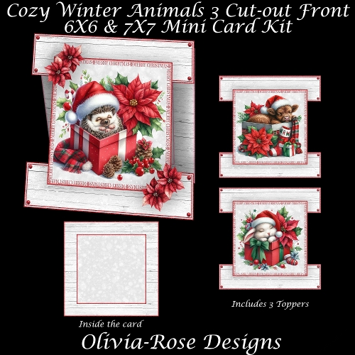 Cozy Winter Animals Cut-out Front Card Mini Kit 3