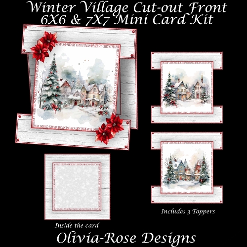 Winter Village Cut-out Front Card Mini Kit