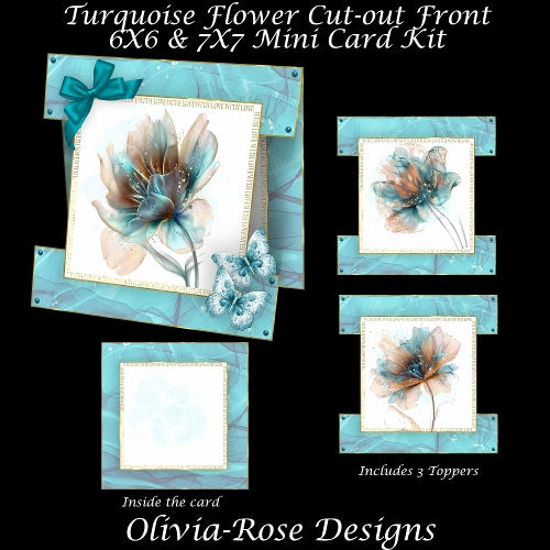 Turquoise Flower Cut-out Front Card Mini Kit 