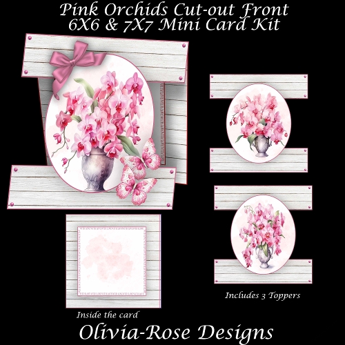 Pink Orchids Cut-out Front Card Mini Kit