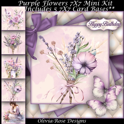 Purple Flowers Mini Kit 7X7