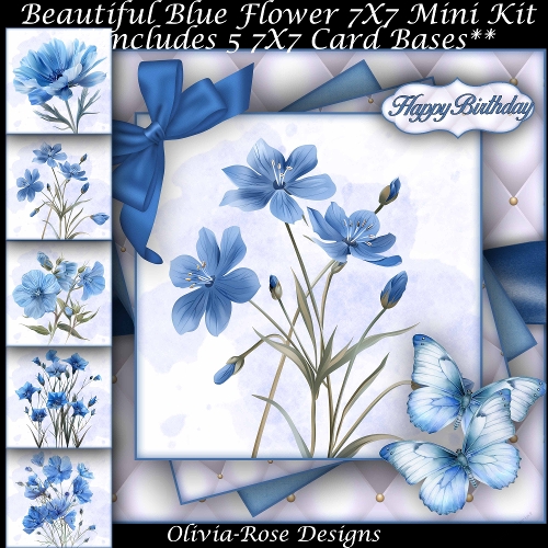 Beautiful Blue Flowers Mini Kit 7X7