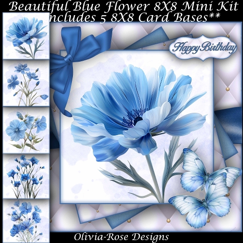 Beautiful Blue Flowers Mini Kit 8X8
