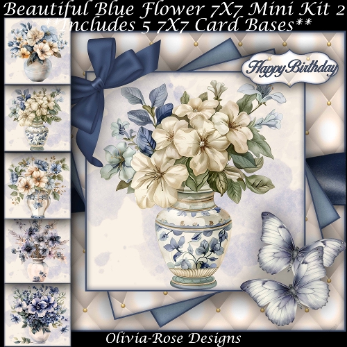 Beautiful Blue Flowers Mini Kit 2 7X7