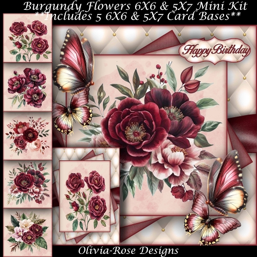 Burgundy Flowers  Mini Kit