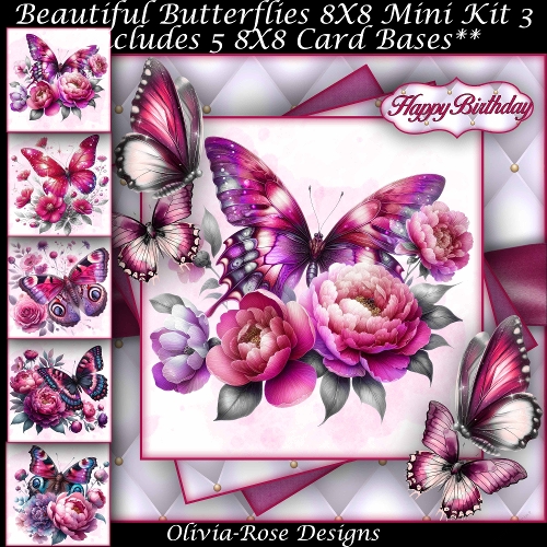 cup1424524_104105 - Beautiful Butterflies Mini Kit 3 8X8
