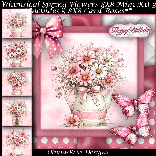 Whimsical Spring Flowers Mini Kit 3 8X8