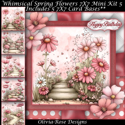 Whimsical Spring Flowers Mini Kit 5 7X7