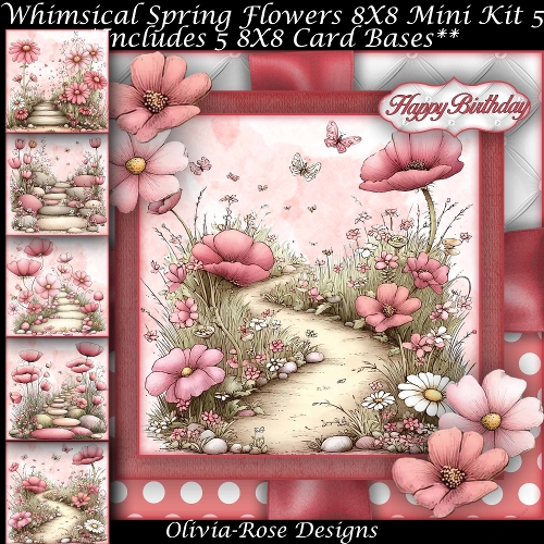 Whimsical Spring Flowers Mini Kit 5 8X8