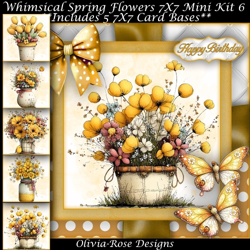 Whimsical Spring Flowers Mini Kit 6 7X7