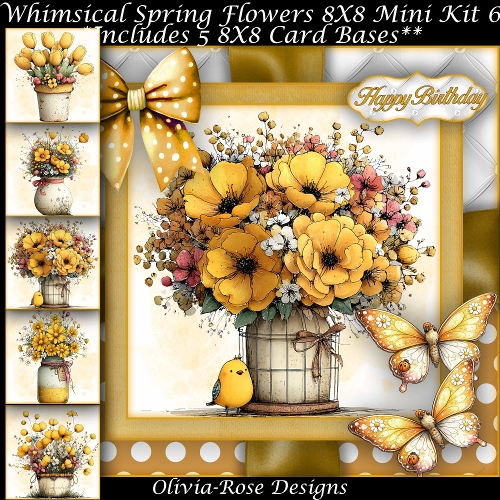 Whimsical Spring Flowers Mini Kit 6 8X8