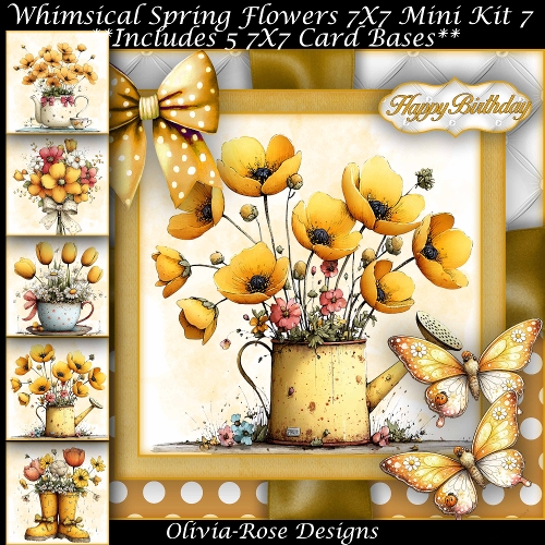 Whimsical Spring Flowers Mini Kit 7 7X7