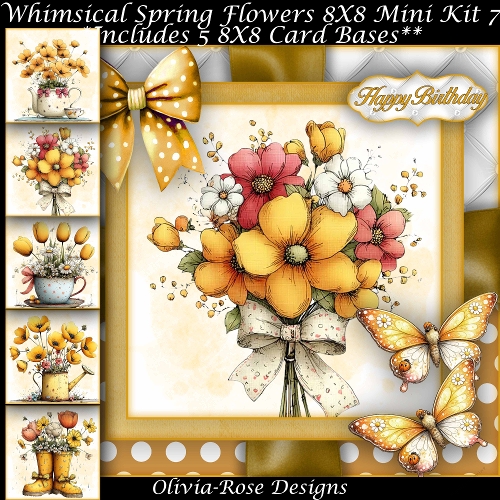 Whimsical Spring Flowers Mini Kit 7 8X8