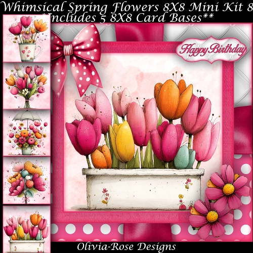 Whimsical Spring Flowers Mini Kit 8 8X8