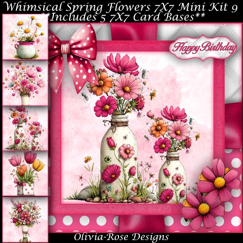 Whimsical Spring Flowers Mini Kit 9 7X7