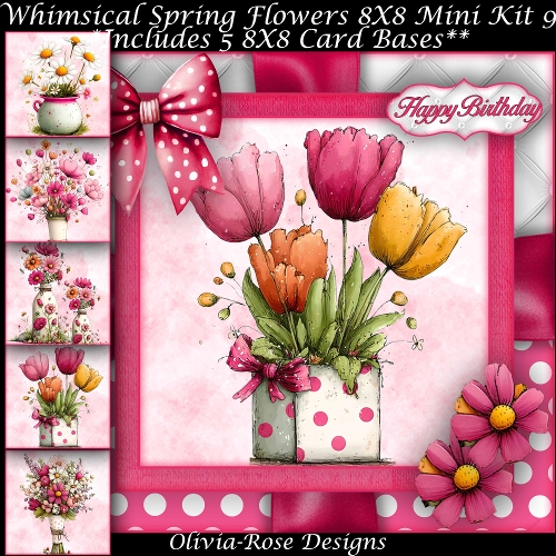 Whimsical Spring Flowers Mini Kit 9 8X8