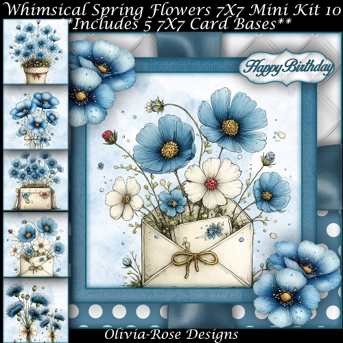 Whimsical Spring Flowers Mini Kit 10 7X7