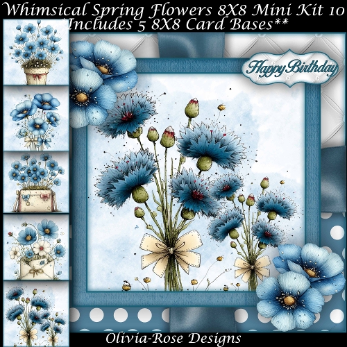 Whimsical Spring Flowers Mini Kit 10 8X8