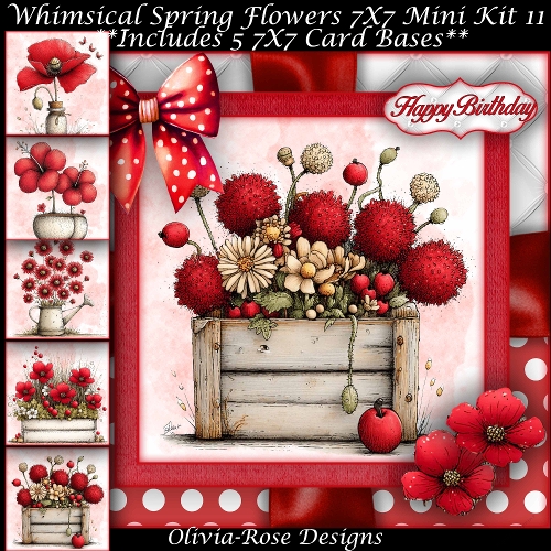Whimsical Spring Flowers Mini Kit 11 7X7