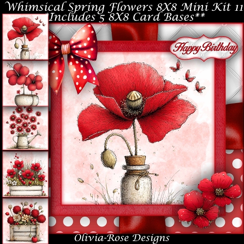 Whimsical Spring Flowers Mini Kit 11 8X8