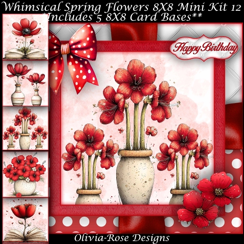 Whimsical Spring Flowers Mini Kit 12 8X8