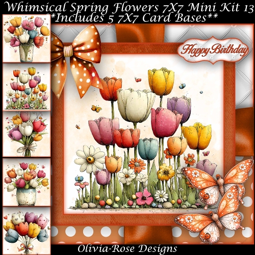 Whimsical Spring Flowers Mini Kit 13 7X7