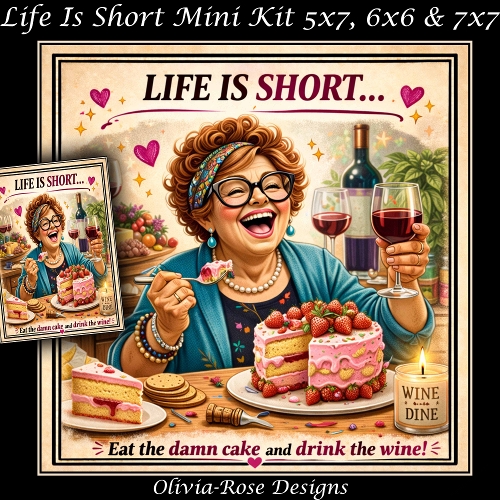 cup1437528_104105 - Life Is Short Mini Kit **Includes 5X7, 6x6 & 7x7 Card Bases** 