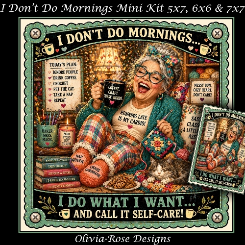 cup1439486_104105 - I Dont Do Mornings Mini Kit **Includes 5X7, 6x6 & 7x7 Card Bases** 