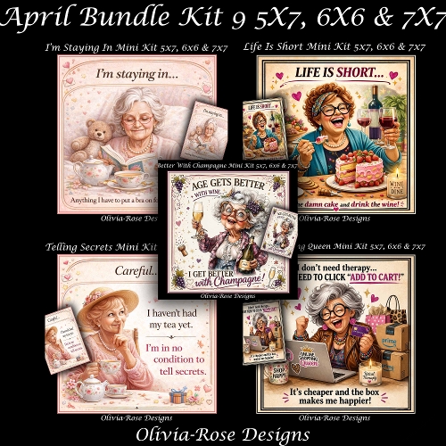 April Bundle Kit 9 **Includes 5x7, 6x6 & 7x7 Card Bases** 