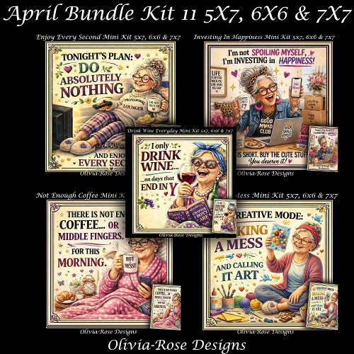 April Bundle Kit 11 **Includes 5x7, 6x6 & 7x7 Card Bases** 