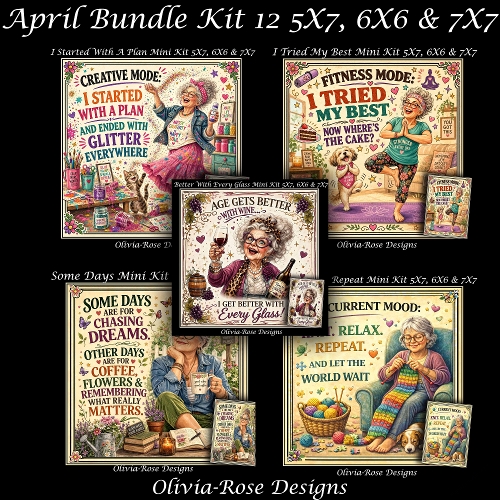 April Bundle Kit 12 **Includes 5x7, 6x6 & 7x7 Card Bases** 