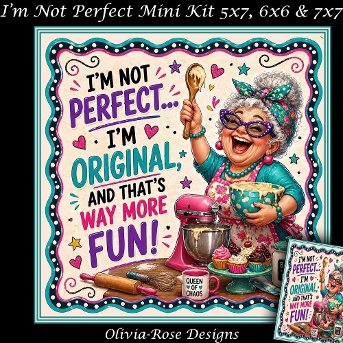 cup1442247_104105 - Im Not Perfect Mini Kit  **Includes 5X7, 6x6 & 7x7 Card Bases** 