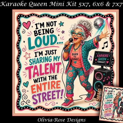 cup1442295_104105 - Karaoke Queen Mini Kit  **Includes 5X7, 6x6 & 7x7 Card Bases** 